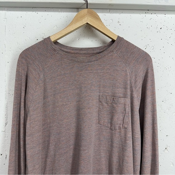 01.ALGO Men's Size Large Heather Mauve Long Sleeve Crew Neck T-Shirt - Picture 3 of 12